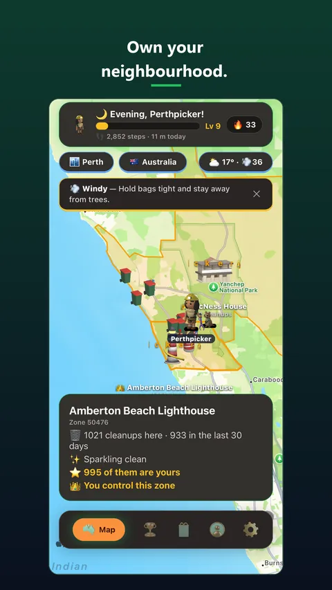 Suburbs on the map, shaded by who controls them.
